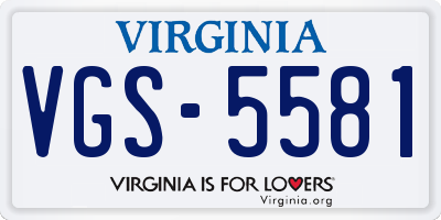 VA license plate VGS5581
