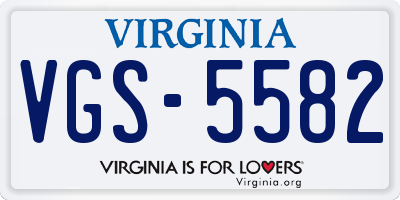 VA license plate VGS5582