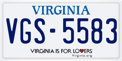 VA license plate VGS5583
