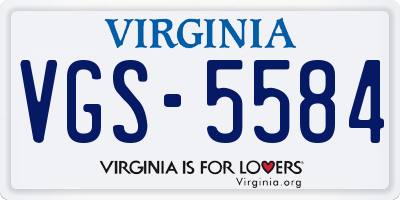VA license plate VGS5584