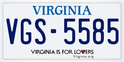 VA license plate VGS5585