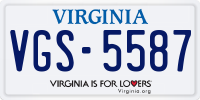 VA license plate VGS5587