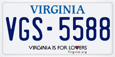 VA license plate VGS5588