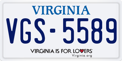 VA license plate VGS5589