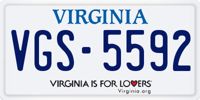 VA license plate VGS5592