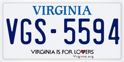 VA license plate VGS5594