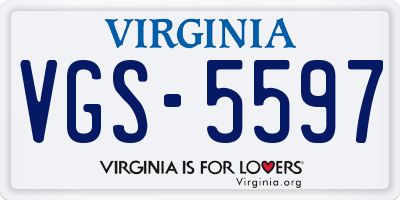 VA license plate VGS5597