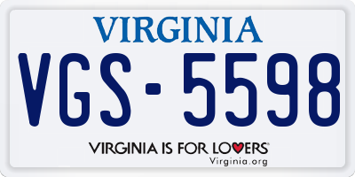 VA license plate VGS5598