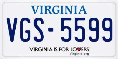 VA license plate VGS5599