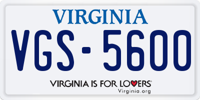 VA license plate VGS5600