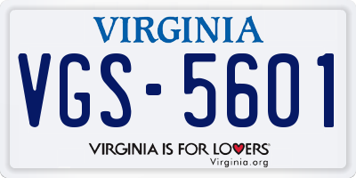VA license plate VGS5601