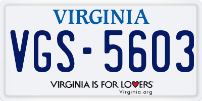 VA license plate VGS5603