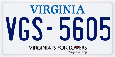 VA license plate VGS5605