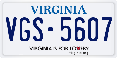 VA license plate VGS5607