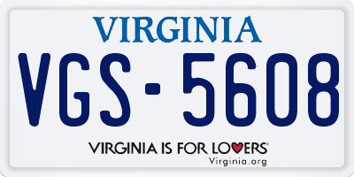 VA license plate VGS5608