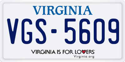 VA license plate VGS5609