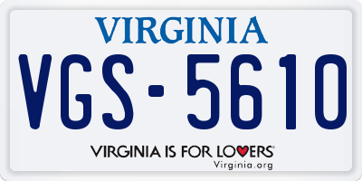 VA license plate VGS5610
