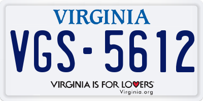 VA license plate VGS5612