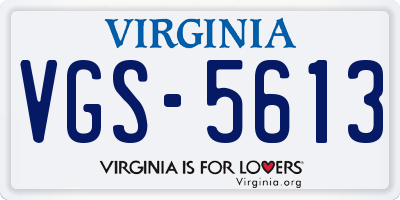 VA license plate VGS5613