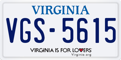 VA license plate VGS5615