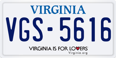 VA license plate VGS5616