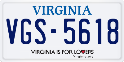 VA license plate VGS5618