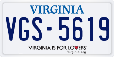 VA license plate VGS5619