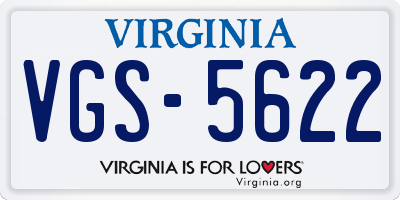 VA license plate VGS5622