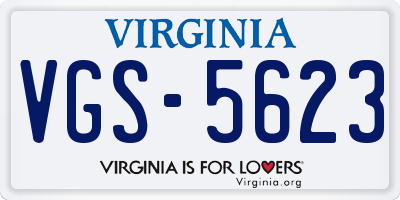 VA license plate VGS5623