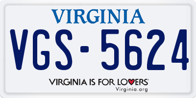 VA license plate VGS5624