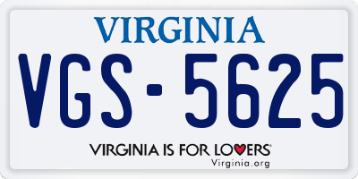 VA license plate VGS5625