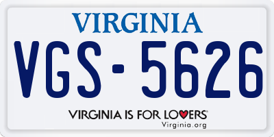 VA license plate VGS5626