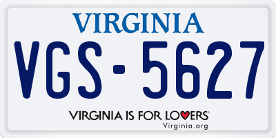 VA license plate VGS5627