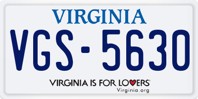 VA license plate VGS5630