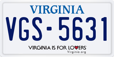 VA license plate VGS5631