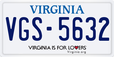 VA license plate VGS5632