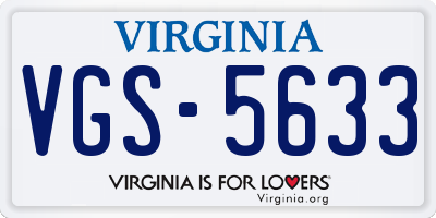 VA license plate VGS5633