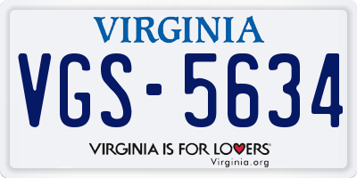VA license plate VGS5634