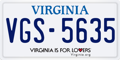 VA license plate VGS5635