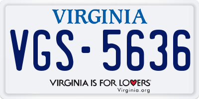 VA license plate VGS5636