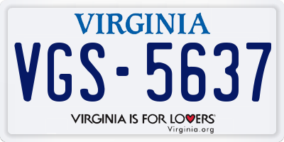 VA license plate VGS5637