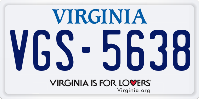 VA license plate VGS5638