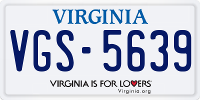 VA license plate VGS5639