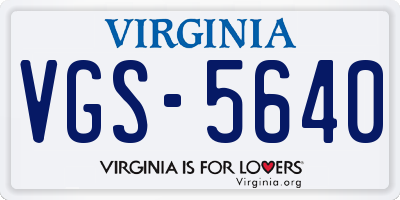 VA license plate VGS5640