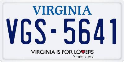 VA license plate VGS5641