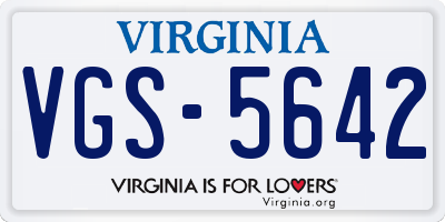 VA license plate VGS5642