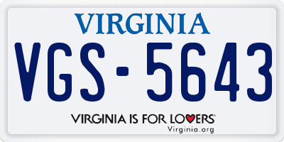 VA license plate VGS5643