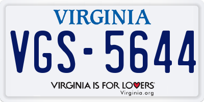 VA license plate VGS5644