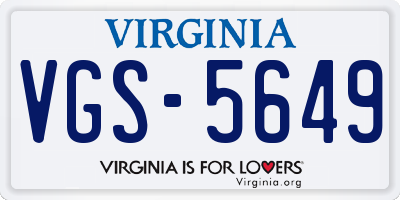 VA license plate VGS5649