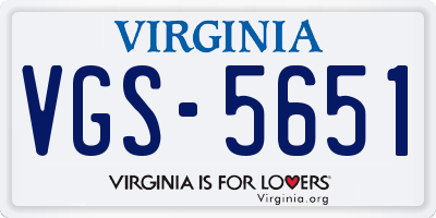 VA license plate VGS5651